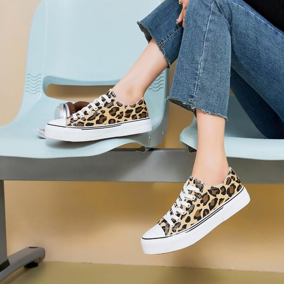 Leopard Print Canvas Sneakers with White Details - Picture 7 of 8